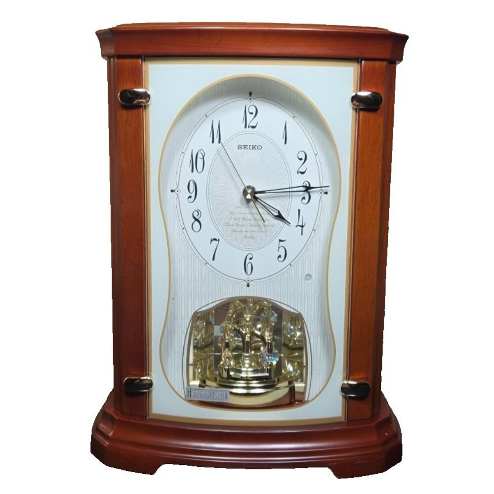 Seiko Emblem Swarovski Element Rotating Ornament Table Mantel Clock *BEAUTIFUL!*